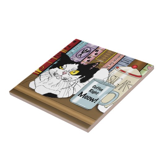 Carreau Café Tuxedo Chat amusant (Côté)