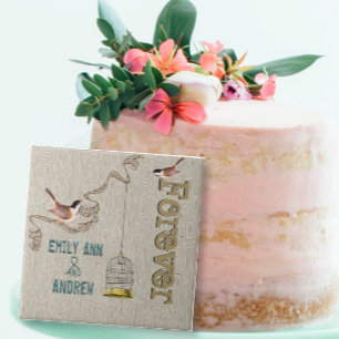 Carreau Cage d'oiseaux Arbre à grains de bois Pour toujour