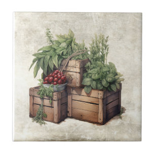 Carreau Caisses Rustiques Herbes Céramique Cottage