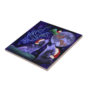 Carreau Calembour drôle de Howlidays de loup de Noël