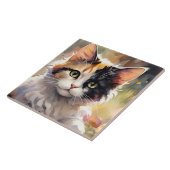 Carreau Calico Cat et Papillons dans le jardin de printemp (Côté)