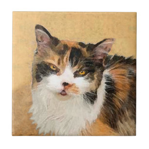 Carreau Calico Cat Painting - Cute Original Cat Art