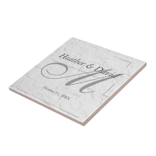 Carreau Calligraphie de mur de brique Script Monogramme Ma (Côté)