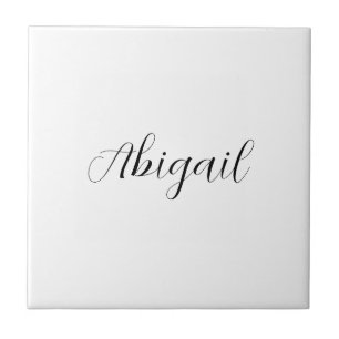 Carreau Calligraphie Elégant Noir Blanc Plaine Nom simple