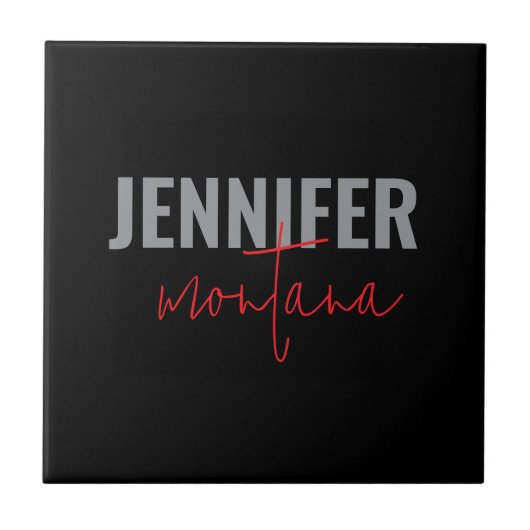 Carreau Calligraphie Elegant Plain Ajouter son propre nom (Devant)