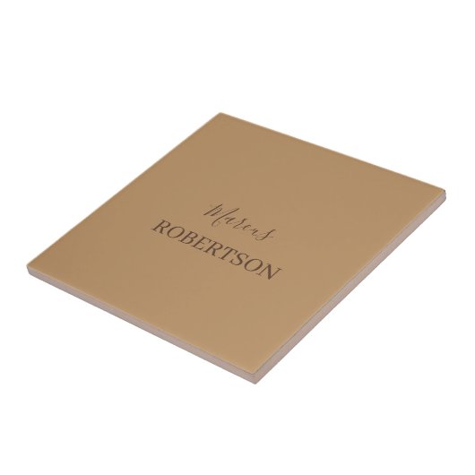 Carreau Calligraphie monogramme marron minimaliste profess (Côté)