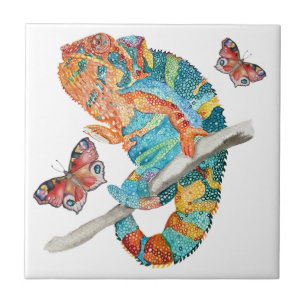 Carreau Caméléon aquarelle vibrant 