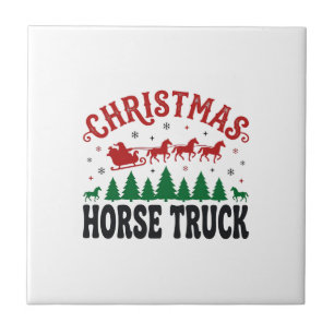 Carreau Camion à chevaux de Noël Western Santa Sleigh Desi