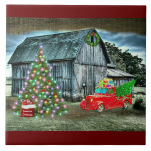 Carreau Camion de Noël rustique Arbre de Noël à la ferme