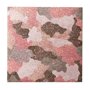 Carreau Camouflage Rose Gold Camo Parties scintillant Glam