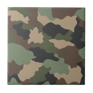 Carreau Camouflage Woodland Camo Militaire Kaki Tan Black