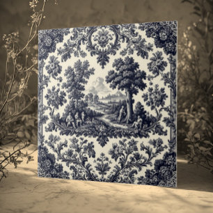 Carreau Campagnards rustiques toile de Jouy scènes pastora