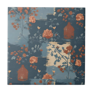 Carreau Campagne Bleu Rouille Rustique Fermette Court