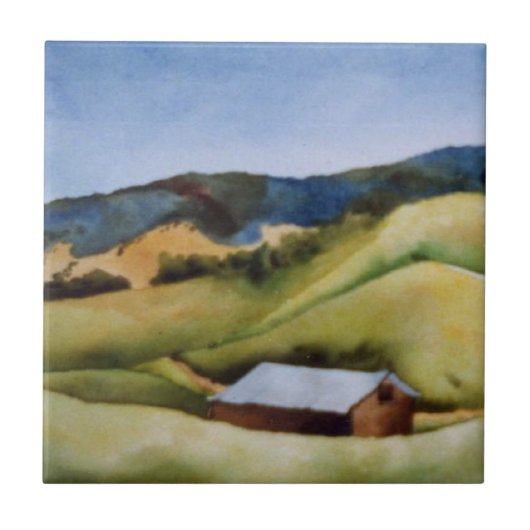 Carreau Campagne routes colline campagne fermes céramique  (Devant)