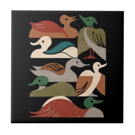 Carreau Canards Dans Une Rangée (Noir) (Devant)