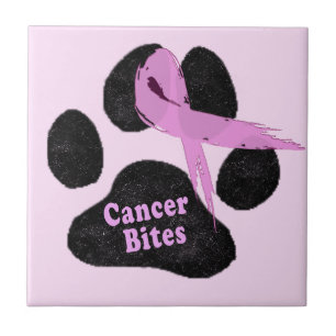 Carreau Cancer du sein Bites Ruban Rose Patte de Chien