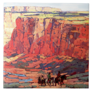 Carreau "Canyon Riders" Art occidental par Edgar Payne