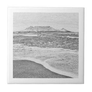 Carreau Cape Town Table Mountain Beach Ocean Sketch