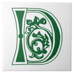 Carreau Capitale décorative botanique médiévale D