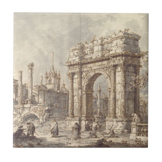 Carreau Caprice avec un arc de triomphe romain (Devant)