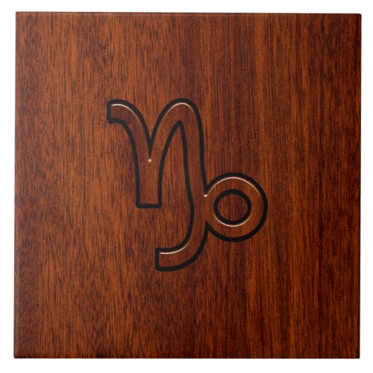 Carreau Capricorn Zodiac Symbol in Mahogany Brown (Devant)