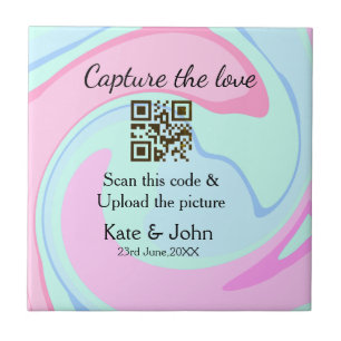 Carreau Capturez l'amour ajouter QR scan marbre rose bleu