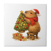 Capybara de Noël décorant l'arbre