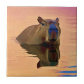 Carreau Capybara Émergée d'un lac paisible (Devant)