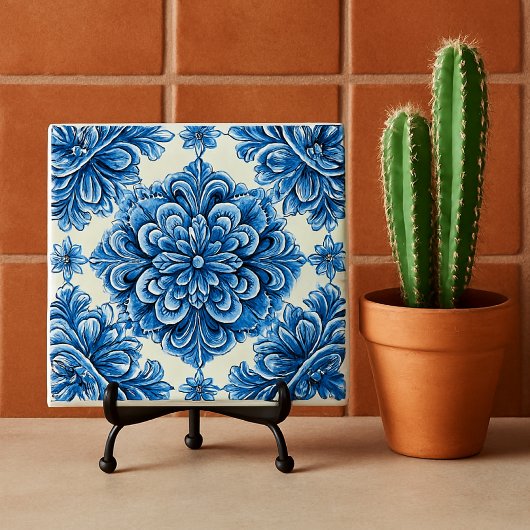 Carreau Caracol Azul Talavera mexicain céramique