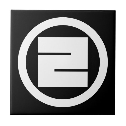 Carreau Caractère kanji carré pour ONE en cercle (Devant)