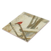 Carreau Cardinal d'hiver à l'aquarelle (Côté)