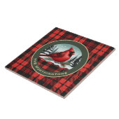 Carreau Cardinal Snow n Buffalo Plaid Family Name Monogram (Côté)