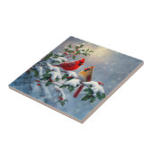 Carreau Cardinaux rouges et Holly en neige (Côté)