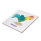 Carreau Caricature amusante du coq à rames (Côté)