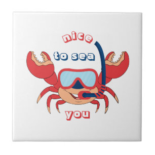 Carreau Caricature Cuisine De Crabe Snorkel Agréable Pour