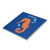 Carreau Caricature de bulles d'hippocampe orange (Côté)