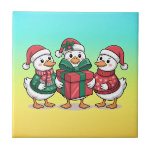 Carreau Caricature de canards de Noël mignons Art-68105