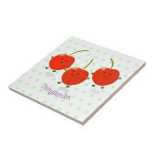 Carreau Caricature de cerises rouges à sauter mûr (Côté)