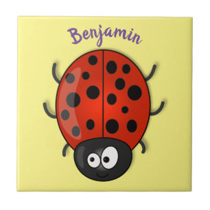 Carreau Caricature de coccinelle rouge joyeux