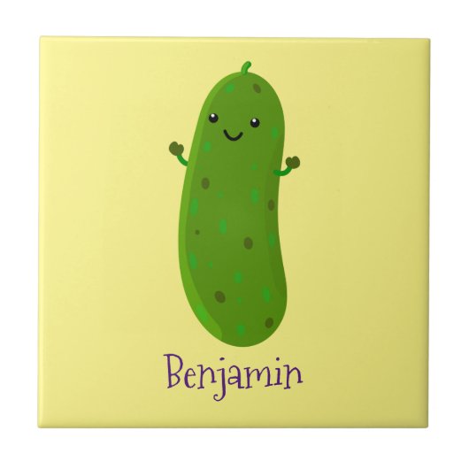 Carreau Caricature de cornichon joyeux (Devant)