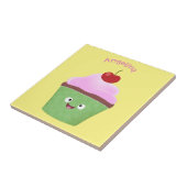 Carreau Caricature de cupcake joyeux (Côté)