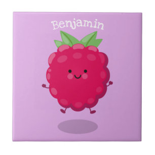 Carreau Caricature de framboise très heureuse