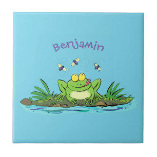 Carreau Caricature de grenouille vert mignon