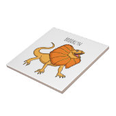 Carreau Caricature de lézard à col frisé orange (Côté)