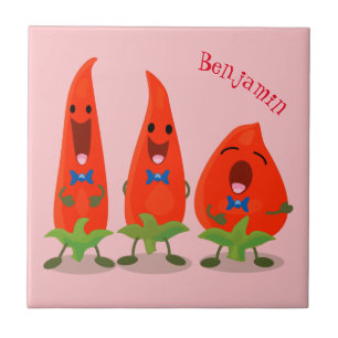 Carreau Caricature de piments chantants mignons