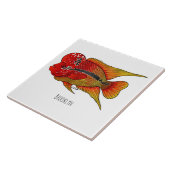 Carreau Caricature de poisson cichlide à fleur (Côté)