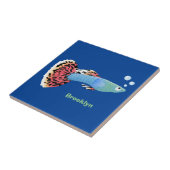 Carreau Caricature de poisson tropical guppy très chic (Côté)