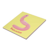 Carreau Caricature de vers de terre rose joli (Côté)