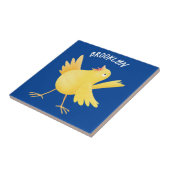 Carreau Caricature d'oiseau canari jaune chantant mignon (Côté)