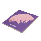 Carreau Caricature d'ours d'eau tardigrade rose mignon (Côté)